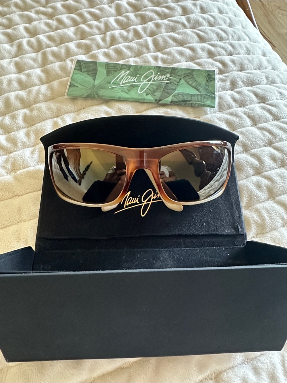 Maui Jim Two-Tone Brown Wrap Sunglasses